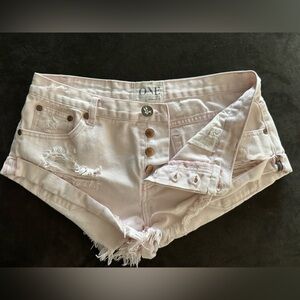 Light pink One Teaspoon denim distressed shorts